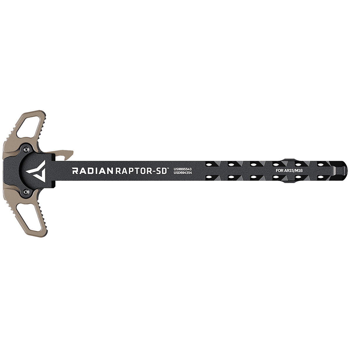 Radian Weapons R0066 Raptor SD Ambi Charging Handle, FDE, Gas Ported Shaft, Fits Mil-Spec AR-15/M16 Platform Radian Weapons R0066 Raptor SD Ambi Charging Handle, FDE, Gas Ported Shaft, Fits Mil-Spec AR-15/M16 Platform