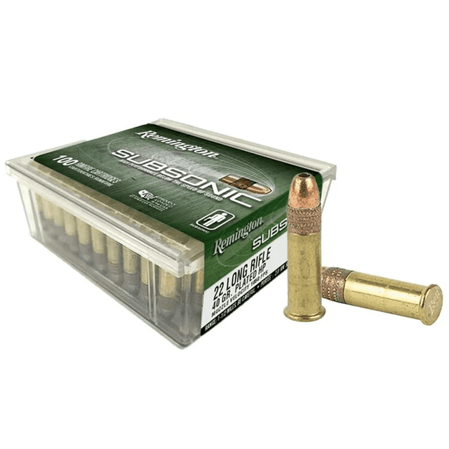 Remington Ammunition 21137 Subsonic Rimfire 22LR 40gr Hollow Point 100 Per Box Remington Ammunition 21137 Subsonic Rimfire 22LR 40gr Hollow Point 100 Per Box