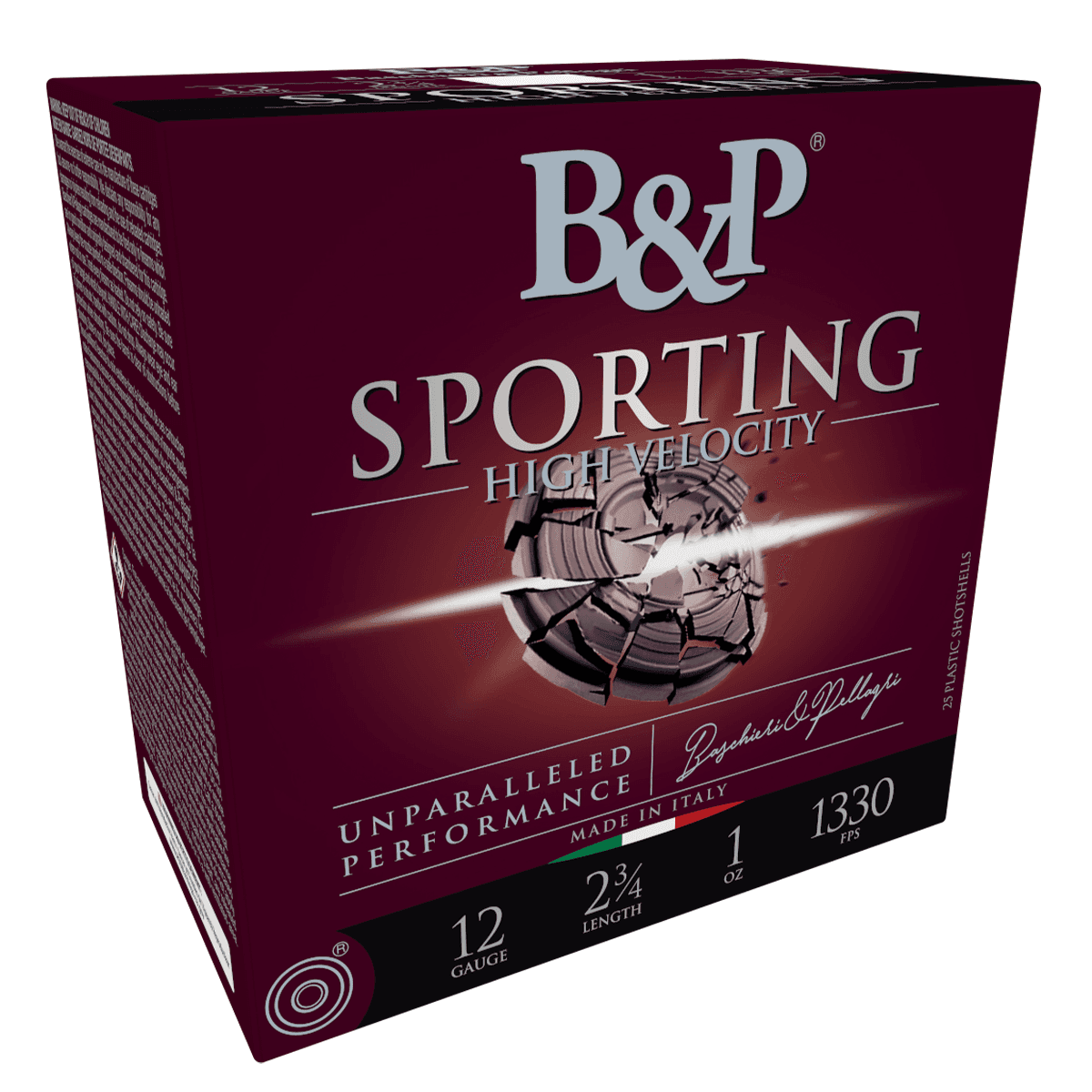 B&P 12B1SCH8 Sporting Clays High Velocity 12Gauge 2.75" 1oz 8Shot 25 Per Box B&P 12B1SCH8 Sporting Clays High Velocity 12Gauge 2.75" 1oz 8Shot 25 Per Box