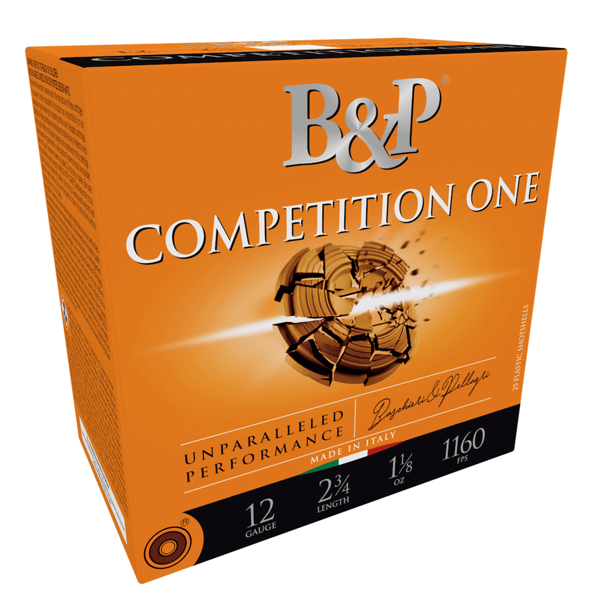B&P Ammunition 12B1CP9 Competition One 12 Gauge 2.75" 1oz 9Shot 25 Per Box B&P Ammunition 12B1CP9 Competition One 12 Gauge 2.75" 1oz 9Shot 25 Per Box