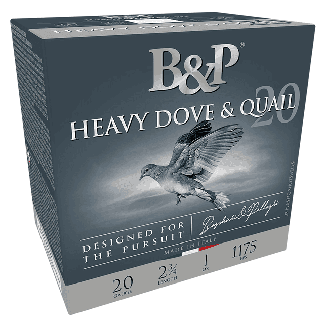 B&P Ammunition 20BD8 Heavy Dove & Quail 20 Gauge 2.75" 1oz 8Shot 25 Per Box B&P Ammunition 20BD8 Heavy Dove & Quail 20 Gauge 2.75" 1oz 8Shot 25 Per Box