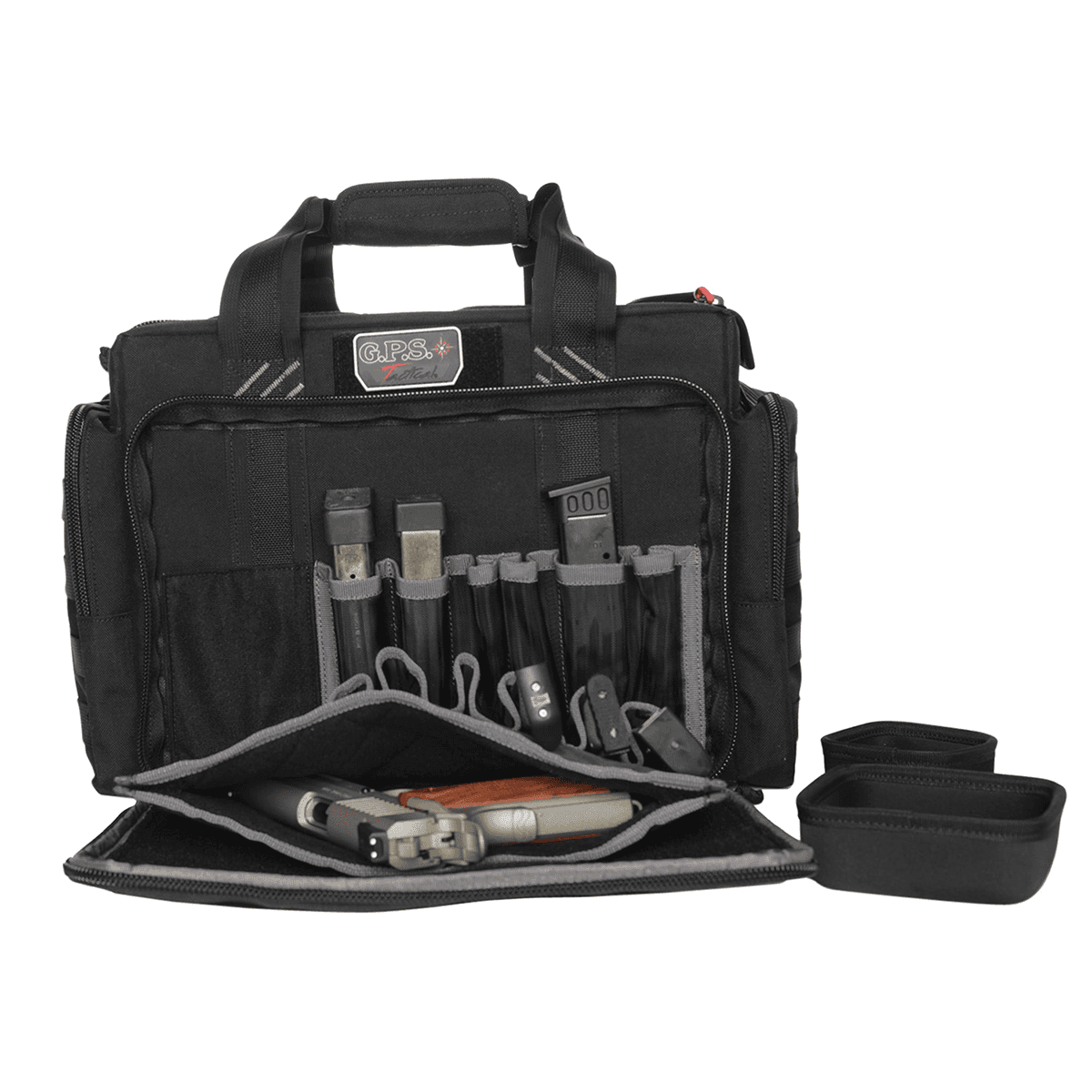 GPS Bags T1714LRB Tactical Black 1000D Nylon Teflon Coating with Foam Cradle Holds 5 Handguns, Storage Pockets & Handgun Sleeve Includes Ammo Dump Cups GPS Bags T1714LRB Tactical Black 1000D Nylon Teflon Coating with Foam Cradle Holds 5 Handguns, Storage Pockets & Handgun Sleeve Includes Ammo Dump Cups