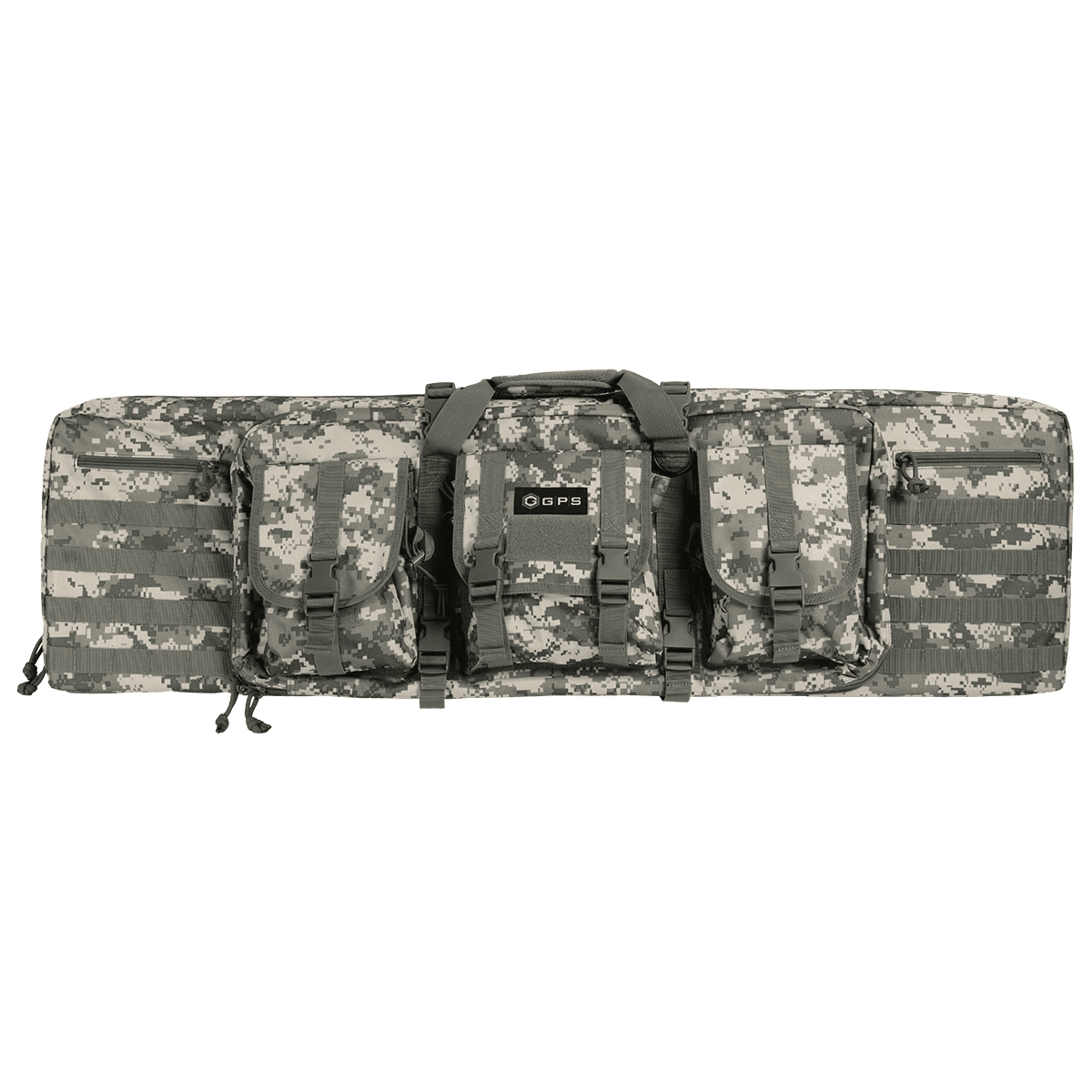 GPS Bags DRC42ACU Double Rifle Case A-TACS AU 600D Polyester w/ 2 Padded Pistol Sleeves MOLLE Webbing & Lockable Zippers GPS Bags DRC42ACU Double Rifle Case A-TACS AU 600D Polyester w/ 2 Padded Pistol Sleeves MOLLE Webbing & Lockable Zippers
