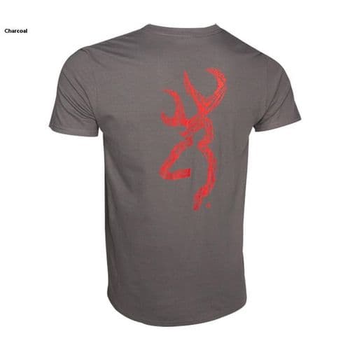Browning Men's Gun Shapes Buckmark T-Shirt - Charcoal/Red Browning Men's Gun Shapes Buckmark T-Shirt - Charcoal/Red