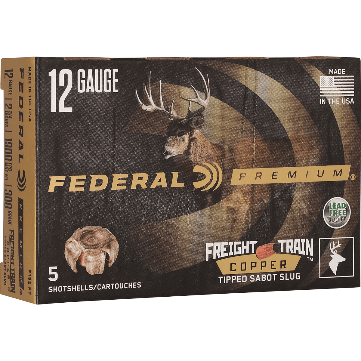 Federal P152FT Premium Freight Train 12Gauge 2.75" SlugShot 5 Per Box Federal P152FT Premium Freight Train 12Gauge 2.75" SlugShot 5 Per Box