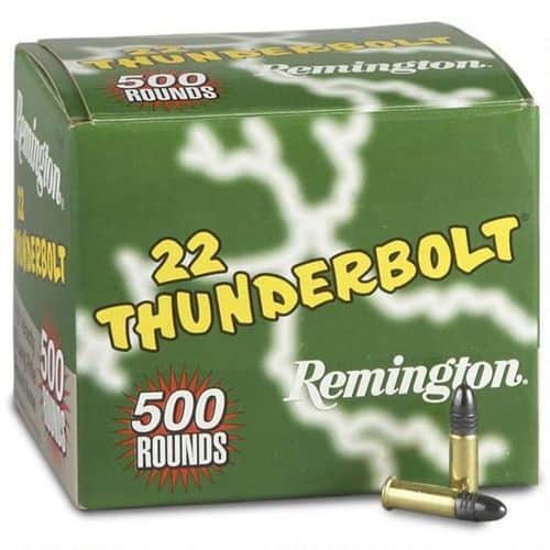 Remington Ammunition 21241 Thunderbolt Bulk 22LR 40gr Round Nose 500 Per Box Remington Ammunition 21241 Thunderbolt Bulk 22LR 40gr Round Nose 500 Per Box