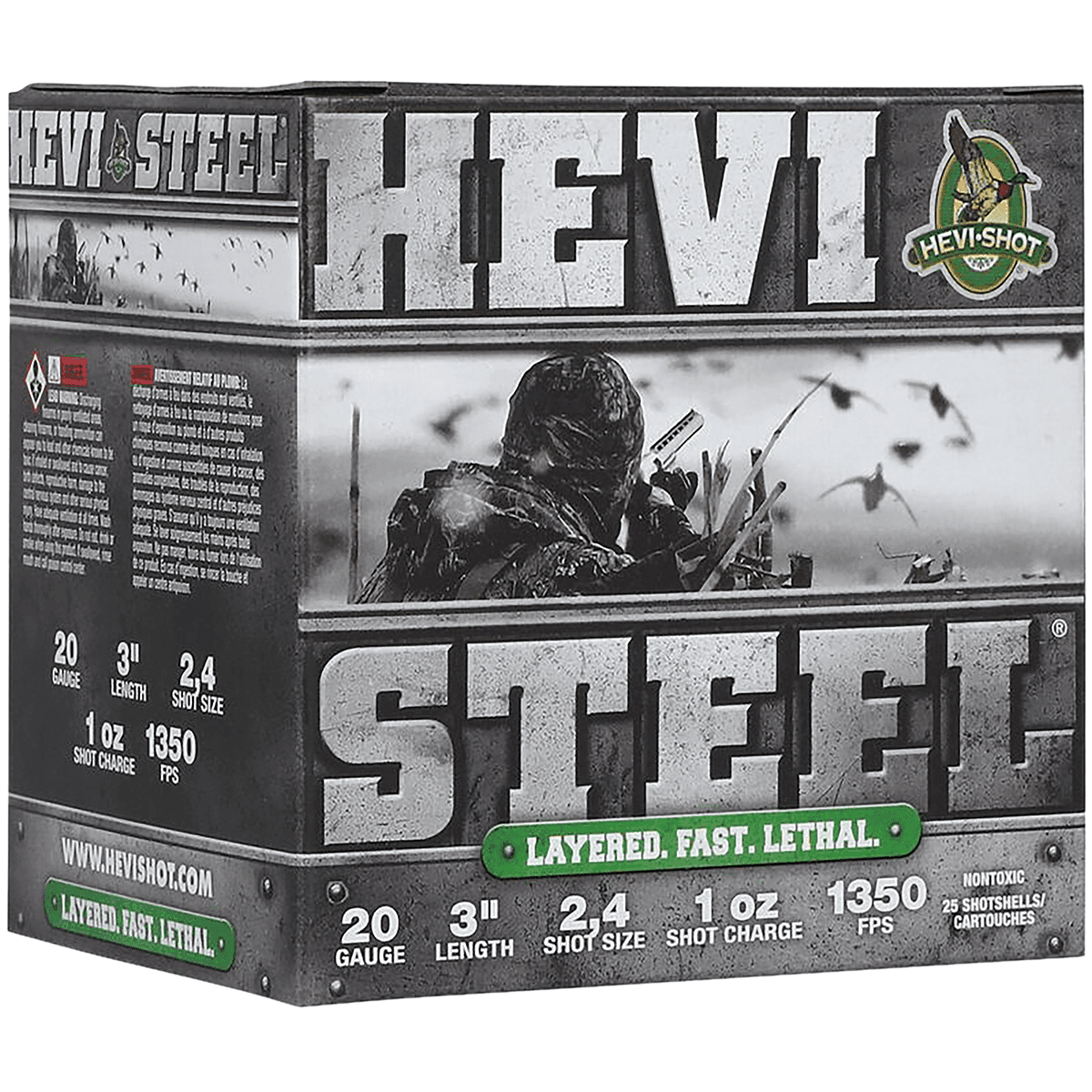 HEVI-Shot HS62024 HEVI-Steel Waterfowl 20 Gauge 3" 1oz 2/4Shot 25 Per Box HEVI-Shot HS62024 HEVI-Steel Waterfowl 20 Gauge 3" 1oz 2/4Shot 25 Per Box