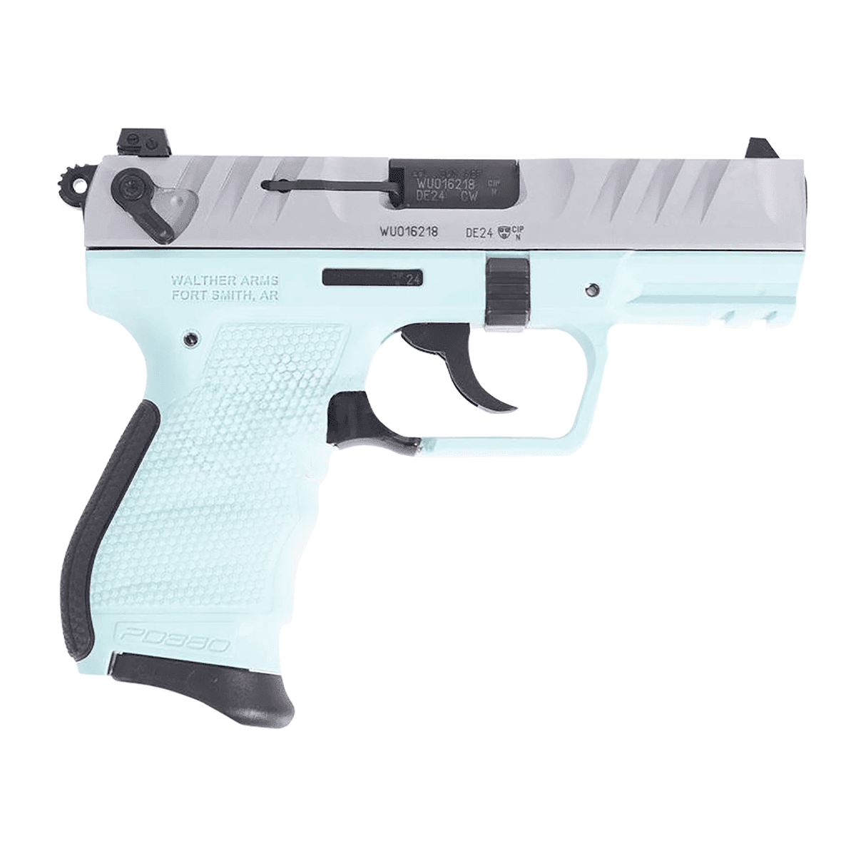 Walther Arms 5050525 PD380 380 ACP 9rd 3.70" Nickel Steel Slide Angel Blue Ambidextrous Walther Arms 5050525 PD380 380 ACP 9rd 3.70" Nickel Steel Slide Angel Blue Ambidextrous