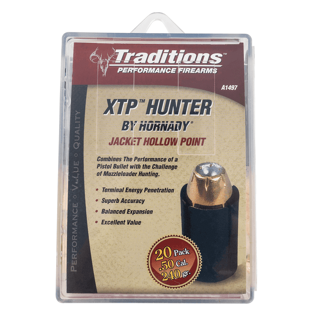 Traditions A1497 XTP Hunter Muzzleloader Bullets 50Cal Jacketed Hollow Point 240gr 20/Box Traditions A1497 XTP Hunter Muzzleloader Bullets 50Cal Jacketed Hollow Point 240gr 20/Box