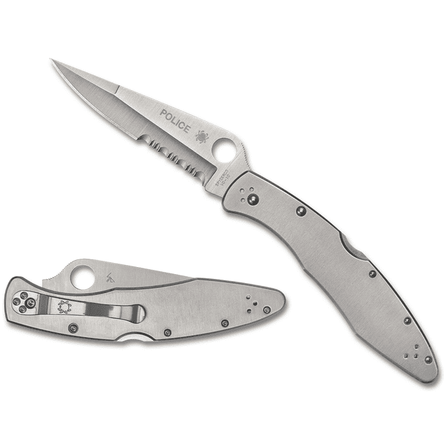 Spyderco C07PS Police 4.13" Folding Plain Satin VG-10 SS Blade/Satin Stainless Steel Handle Includes Pocket Clip Spyderco C07PS Police 4.13" Folding Plain Satin VG-10 SS Blade/Satin Stainless Steel Handle Includes Pocket Clip