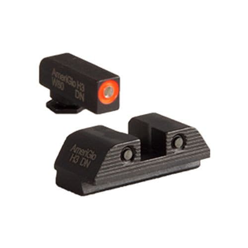 AmeriGlo GL816 Trooper Sight Set for Glock Green Tritium Orange Outline Front Sight-Green Tritium Black Outline Rear Sight AmeriGlo GL816 Trooper Sight Set for Glock Green Tritium Orange Outline Front Sight-Green Tritium Black Outline Rear Sight