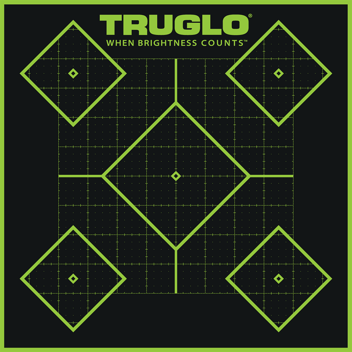 TruGlo TG14A6 Tru-See 5- Diamond Target Self-Adhesive Heavy Paper Black/Green 12"x12" 6 Pack TruGlo TG14A6 Tru-See 5- Diamond Target Self-Adhesive Heavy Paper Black/Green 12"x12" 6 Pack