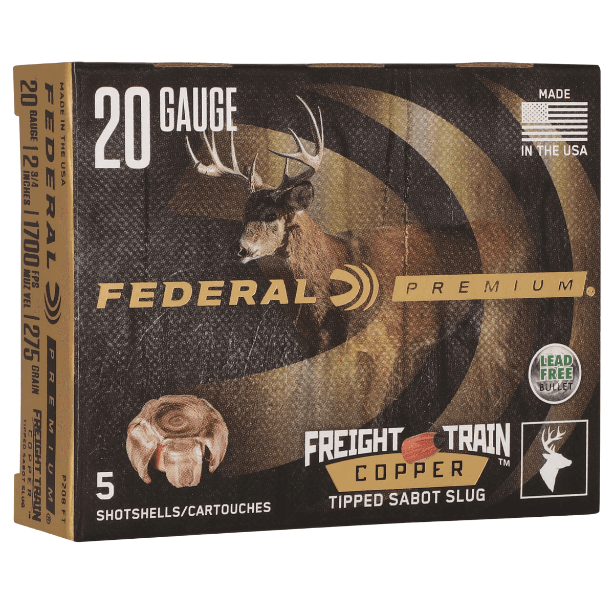 Federal Freight Train Premium SlugShot, 20 Gauge, 5 Per Box/10 Case - P208FT Federal Freight Train Premium SlugShot, 20 Gauge, 5 Per Box/10 Case - P208FT