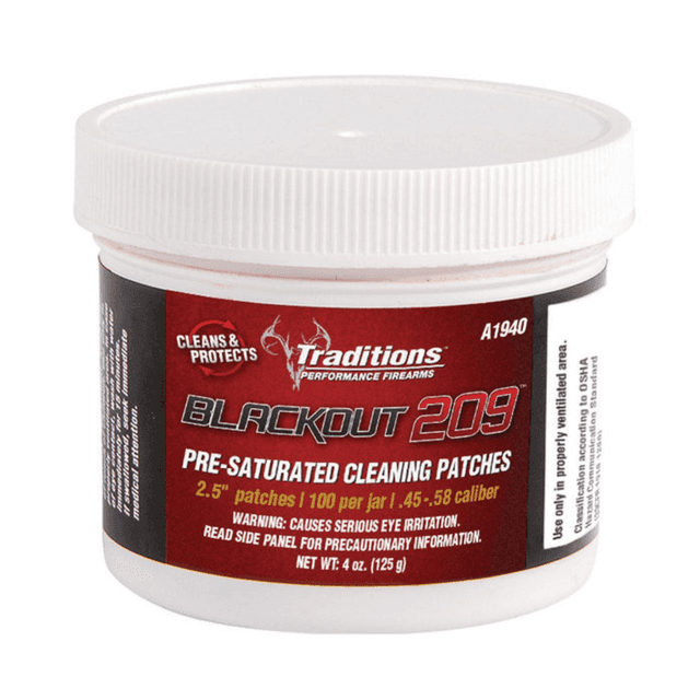 Traditions Blackout Cleaning Patches, 45/54 Cal Muzzleloader, 100 Per Jar - A1940 Traditions Blackout Cleaning Patches, 45/54 Cal Muzzleloader, 100 Per Jar - A1940