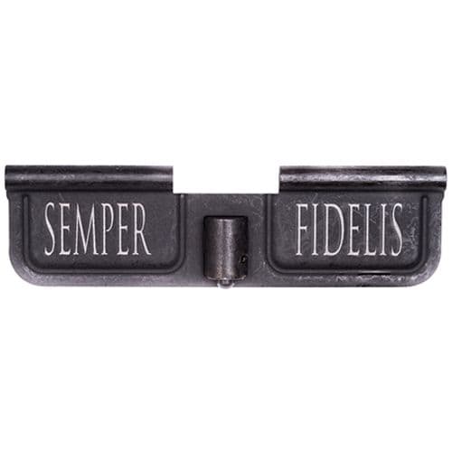 Spike Ejection Port Door AR-15 Laser-Engraved Semper Fidelis Steel Black Spike Ejection Port Door AR-15 Laser-Engraved Semper Fidelis Steel Black