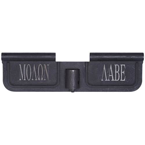 Spikes Ejection Port Door AR-15 Laser-Engraved Molon Labe Steel Black Spikes Ejection Port Door AR-15 Laser-Engraved Molon Labe Steel Black