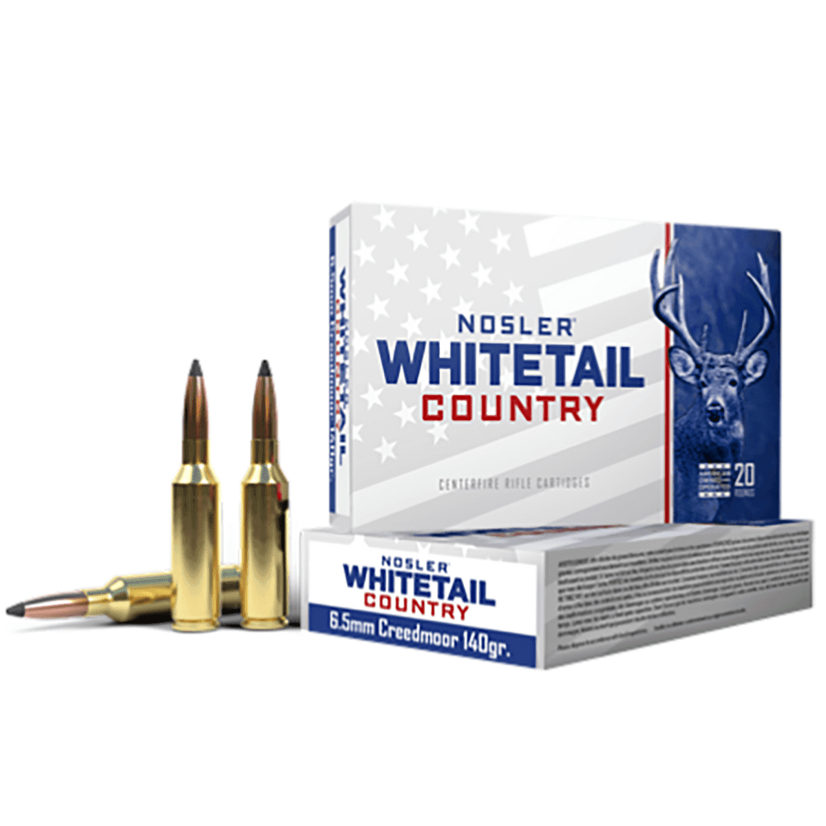 Nosler Whitetail Country Centerfire Rounds, 6.5 Creedmoor 20 Per Box - 40105 Nosler Whitetail Country Centerfire Rounds, 6.5 Creedmoor 20 Per Box - 40105