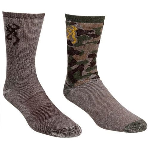 Browning Men's Camo Value 2 Pair Pack Crew Socks - Woodlands/CoffeeBean - Large Browning Men's Camo Value 2 Pair Pack Crew Socks - Woodlands/CoffeeBean - Large