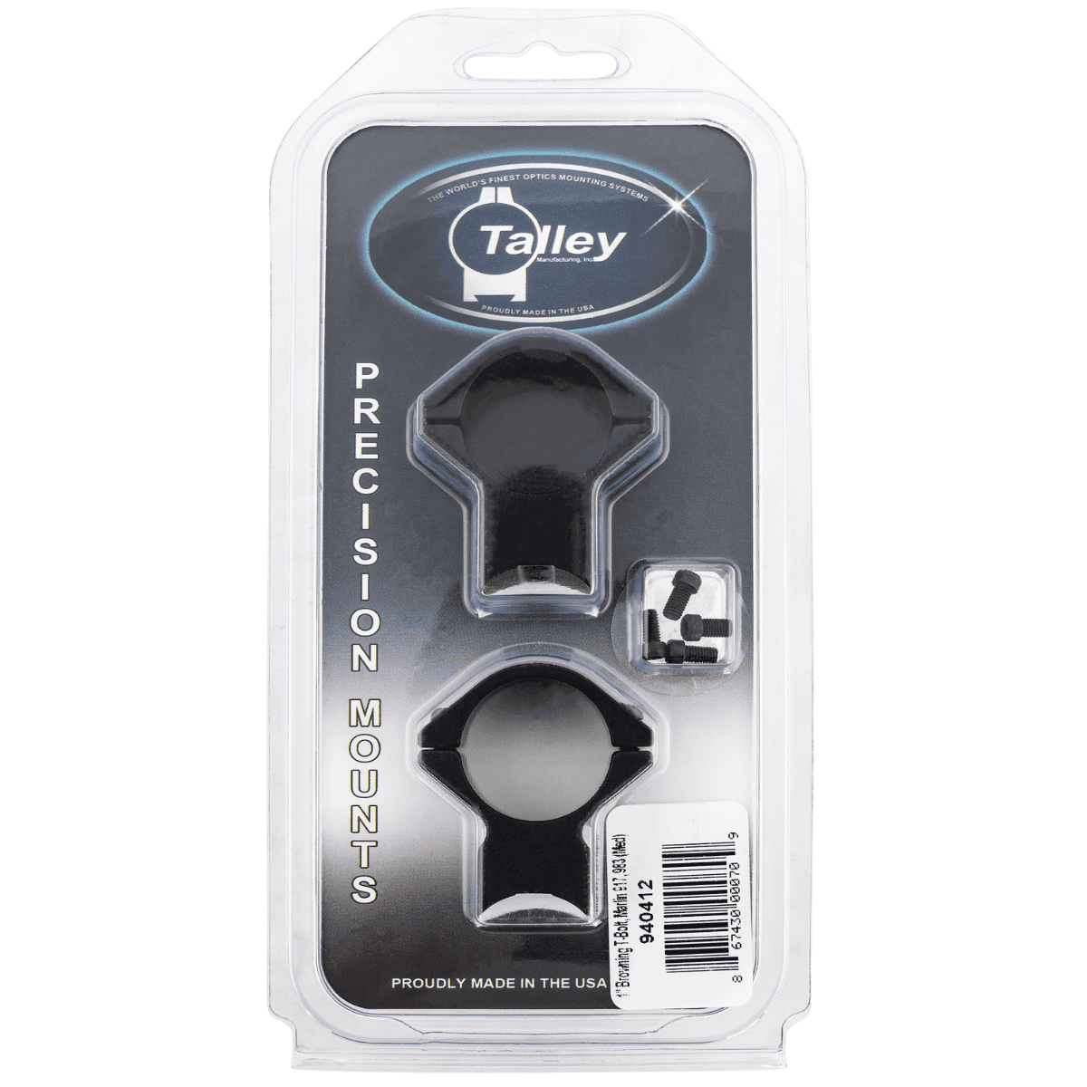 Talley Browning T-Bolt Scope Mount/Ring Combo, 1" Medium 0 MOA - 940412 Talley Browning T-Bolt Scope Mount/Ring Combo, 1" Medium 0 MOA - 940412