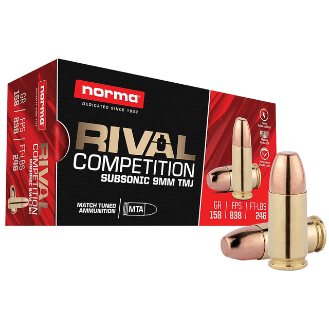 Norma Ammunition Centerfire Handgun Rounds, 9mm 158gr TMJ 50 Per Box - 801902412 Norma Ammunition Centerfire Handgun Rounds, 9mm 158gr TMJ 50 Per Box - 801902412