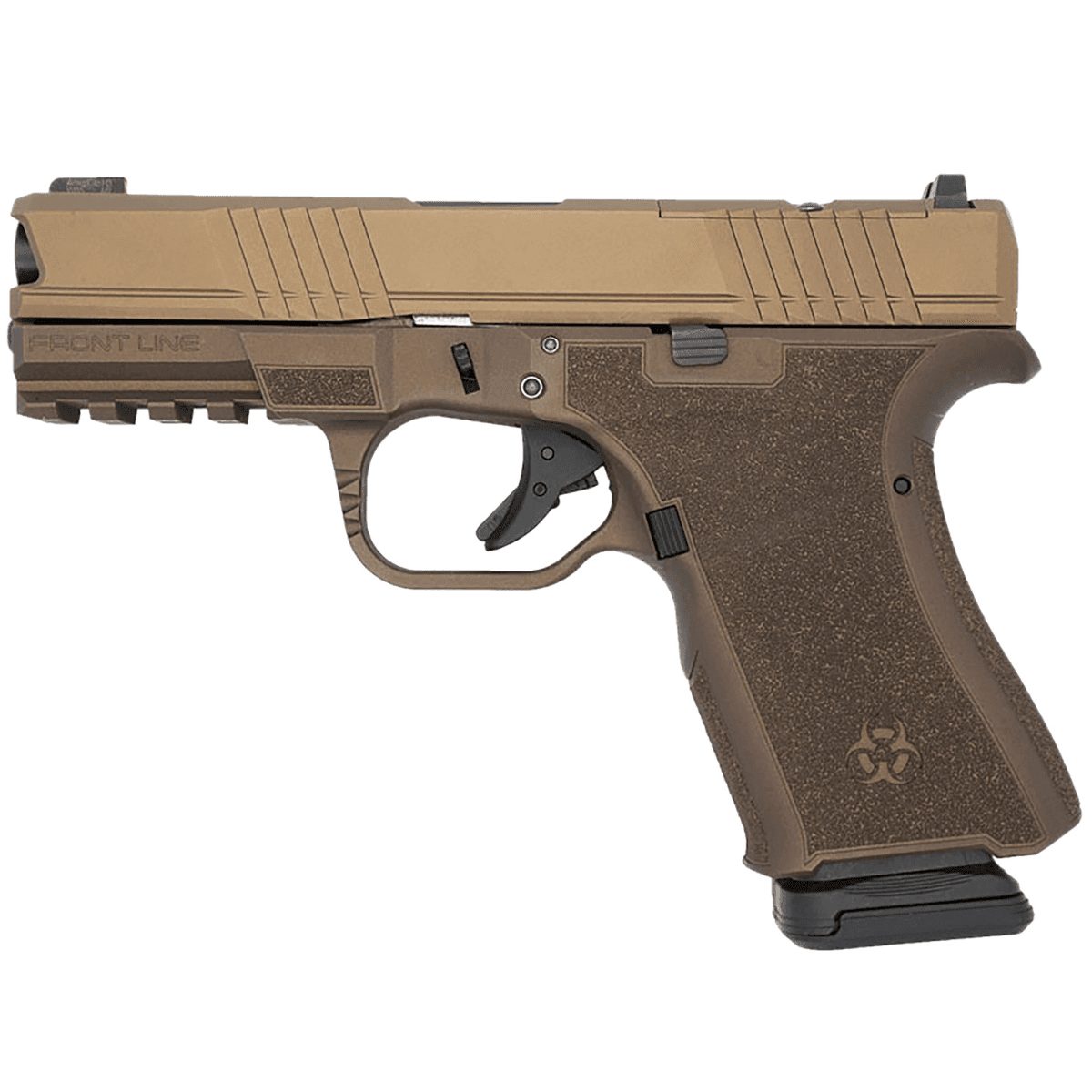 Black Rain Ordnance Frontline Pistol, Midnight/Burnt Bronze 15+1rd 4" Barrel 9mm Luger - FL9MMMBBBRNZ Black Rain Ordnance Frontline Pistol, Midnight/Burnt Bronze 15+1rd 4" Barrel 9mm Luger - FL9MMMBBBRNZ