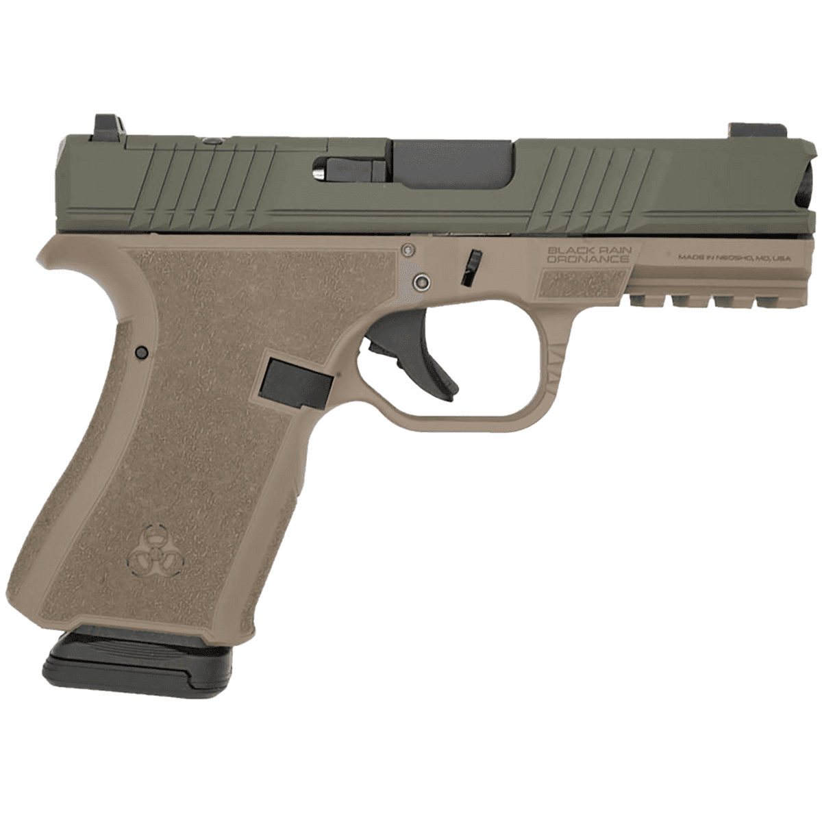 Black Rain Ordnance Frontline Pistol, FDE/OD Green 15+1rd 4" Barrel 9mm Luger - FL9MMFDEOD Black Rain Ordnance Frontline Pistol, FDE/OD Green 15+1rd 4" Barrel 9mm Luger - FL9MMFDEOD