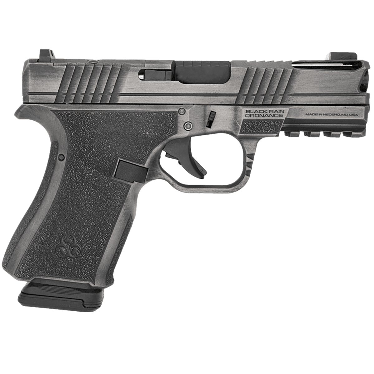 Black Rain Ordnance Frontline Pistol, Gun Metal Grey Battleworn 15+1rd 4" Barrel 9mm Luger - FLP9MMGMGB Black Rain Ordnance Frontline Pistol, Gun Metal Grey Battleworn 15+1rd 4" Barrel 9mm Luger - FLP9MMGMGB