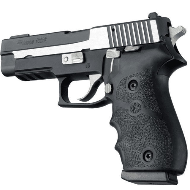 Hogue OverMolded Grip, Cobblestone Black Rubber with Finger Grooves for Sig P220 - 20000 Hogue OverMolded Grip, Cobblestone Black Rubber with Finger Grooves for Sig P220 - 20000