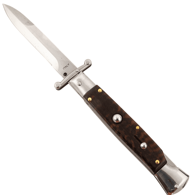 Steel River Knives Spartan Knife, 3.9" Italian Bayonet Polished Blade 5.1" Snakewood Handle Side Open - SGSWP Steel River Knives Spartan Knife, 3.9" Italian Bayonet Polished Blade 5.1" Snakewood Handle Side Open - SGSWP