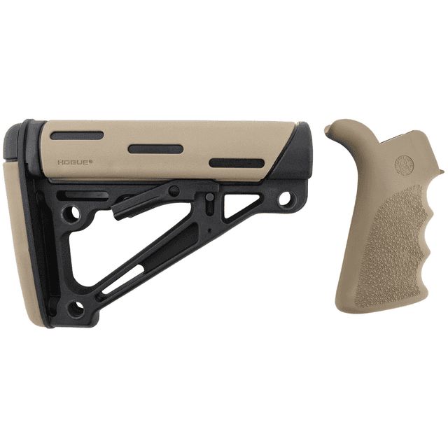 Hogue OverMolded Collapsible Buttstock, Synthetic Material FDE Rubber Finger Grooved Grip for AR-15, M16 - 15356 Hogue OverMolded Collapsible Buttstock, Synthetic Material FDE Rubber Finger Grooved Grip for AR-15, M16 - 15356
