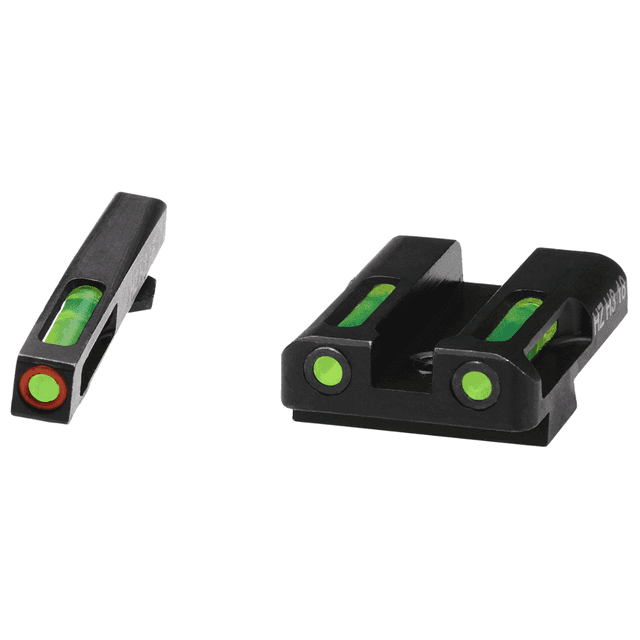 HiViz LiteWave H3 Sight Set for Glock, Green Tritium Orange Outline Front Sight-Green Fiber Optic Rear Sight - GLN525 HiViz LiteWave H3 Sight Set for Glock, Green Tritium Orange Outline Front Sight-Green Fiber Optic Rear Sight - GLN525