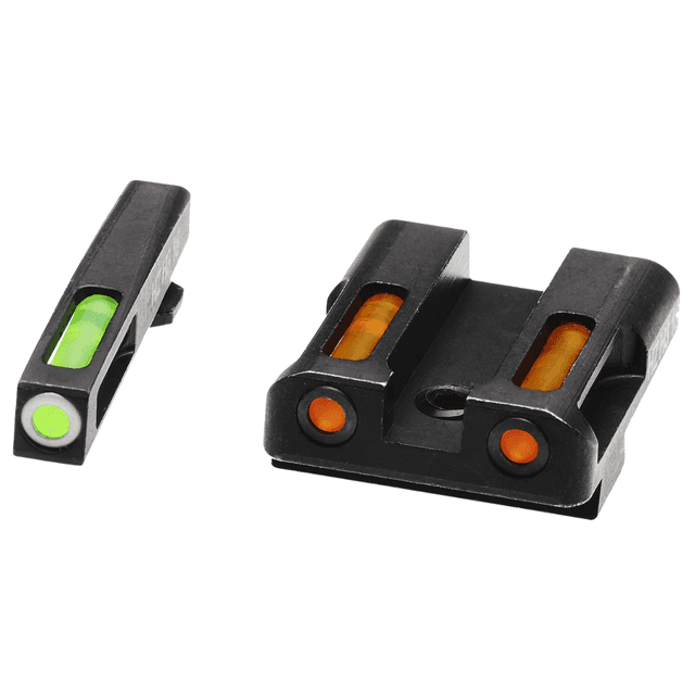 HiViz LiteWave H3 Sight Set for Glock, Green Tritium White Outline Front Sight-Orange Fiber Optic Rear Sight - GLN425 HiViz LiteWave H3 Sight Set for Glock, Green Tritium White Outline Front Sight-Orange Fiber Optic Rear Sight - GLN425