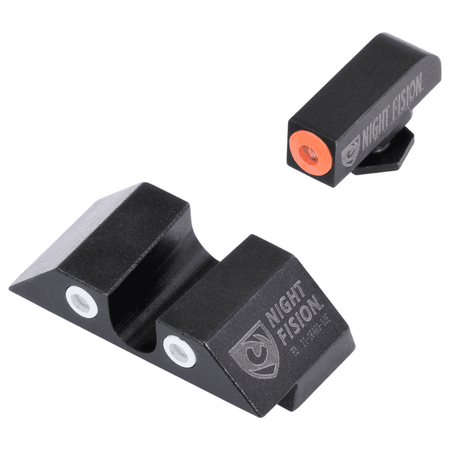 Night Fision Tritium Night Sights For Glock, Green Tritium Orange Outline Front Sight-White Outline Rear Sight Glock 17/17L/19/22 - GLK001007OGW Night Fision Tritium Night Sights For Glock, Green Tritium Orange Outline Front Sight-White Outline Rear Sight Glock 17/17L/19/22 - GLK001007OGW