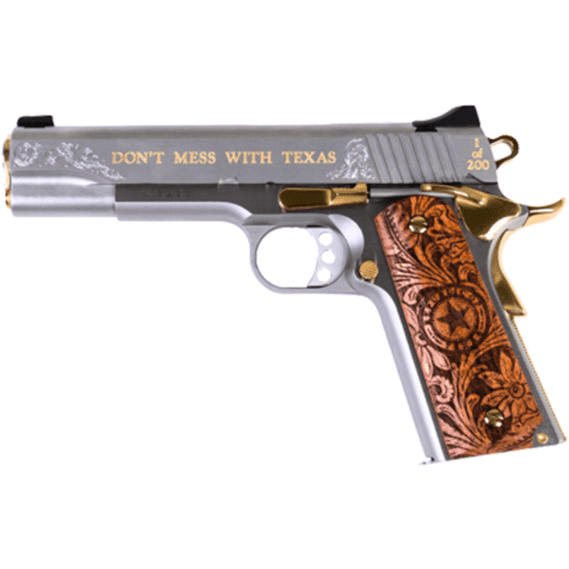 Cnc Firearms CNCTEX1911 1911 Texan 45 ACP 7+1 5" Stainless Texas Mesquite Grip Pistol Cnc Firearms CNCTEX1911 1911 Texan 45 ACP 7+1 5" Stainless Texas Mesquite Grip Pistol