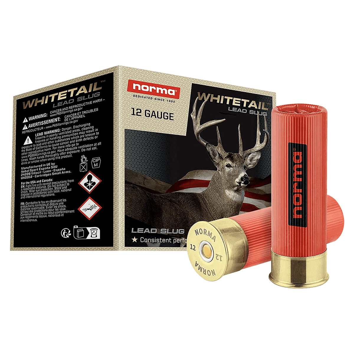 Norma Ammunition 1198043410 Whitetail 12Gauge 2.75" 1oz Slug Shot 25 Per Box Norma Ammunition 1198043410 Whitetail 12Gauge 2.75" 1oz Slug Shot 25 Per Box