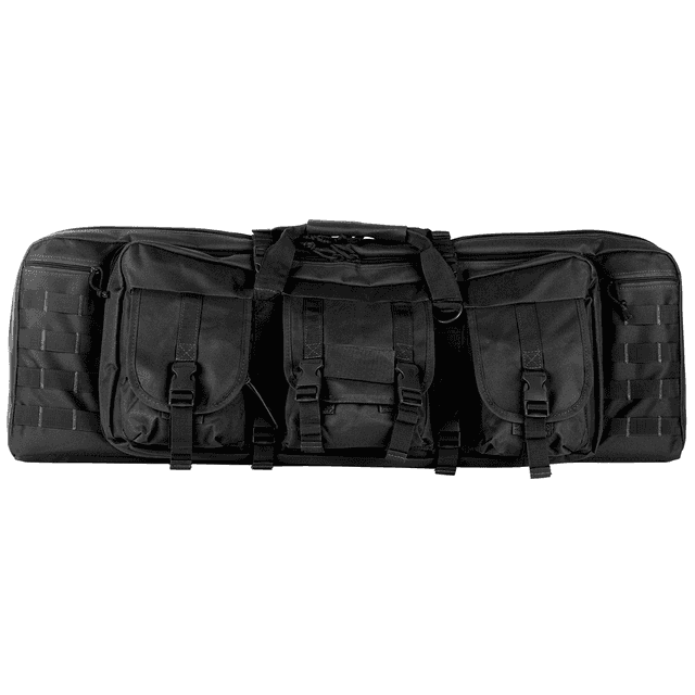 NcStar CVDC2946B42 VISM Double Carbine Case Heavy Duty PVC Nylon w/Padded Center Divider Lockable Zippers Exterior Pockets NcStar CVDC2946B42 VISM Double Carbine Case Heavy Duty PVC Nylon w/Padded Center Divider Lockable Zippers Exterior Pockets