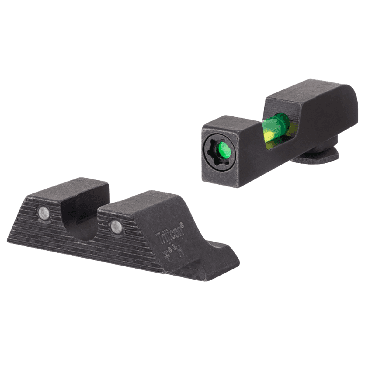 Trijicon DI Night Sight Set, Green/Tritium/Fiber Optic Front Sight/Green Tritium Black Outline Rear Sight Glock 42/43 Small Frame - 601106 Trijicon DI Night Sight Set, Green/Tritium/Fiber Optic Front Sight/Green Tritium Black Outline Rear Sight Glock 42/43 Small Frame - 601106