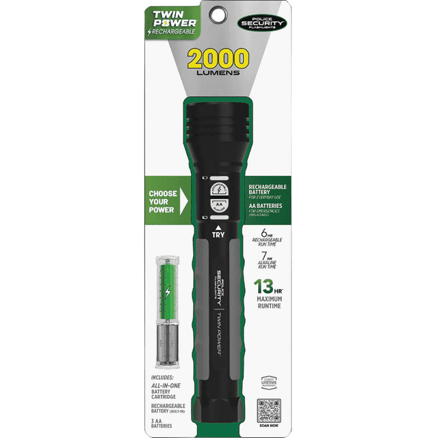 Lb Marketing Twin Power Flashlight, Black 600/2,000 Lumens White LED - 97715 Lb Marketing Twin Power Flashlight, Black 600/2,000 Lumens White LED - 97715