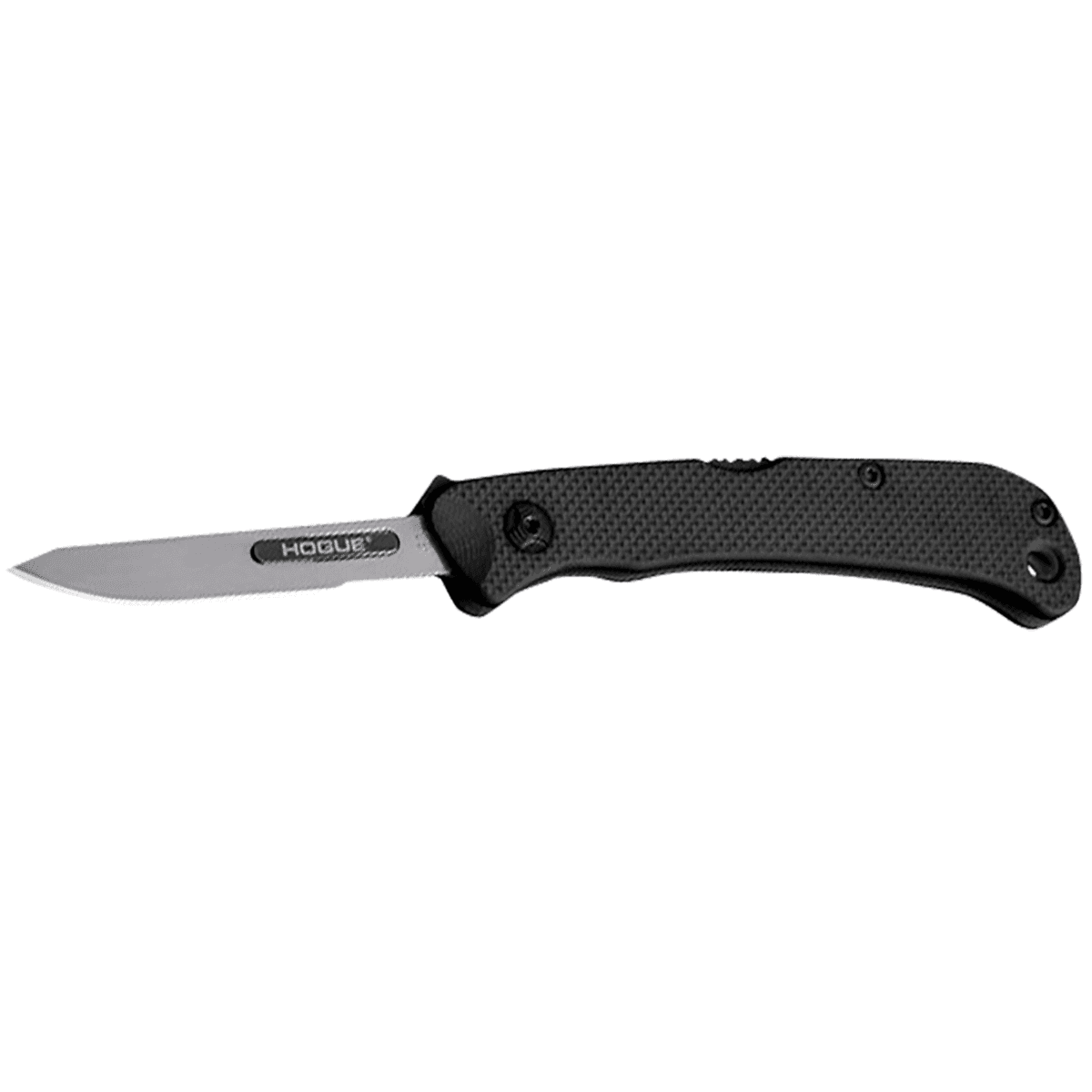 Hogue Expel Folding Knife, 2.50" Scalpel Plain Satin High Carbon Steel Blade, Black Textured G10 Scales/SS Handle - 35836 Hogue Expel Folding Knife, 2.50" Scalpel Plain Satin High Carbon Steel Blade, Black Textured G10 Scales/SS Handle - 35836