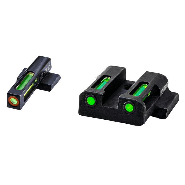 HiViz LiteWave H3 Sight Set for S&W Shield, Green Tritium Orange Outline Front Sight-Green Fiber Optic Rear Sight - MPSN521 HiViz LiteWave H3 Sight Set for S&W Shield, Green Tritium Orange Outline Front Sight-Green Fiber Optic Rear Sight - MPSN521