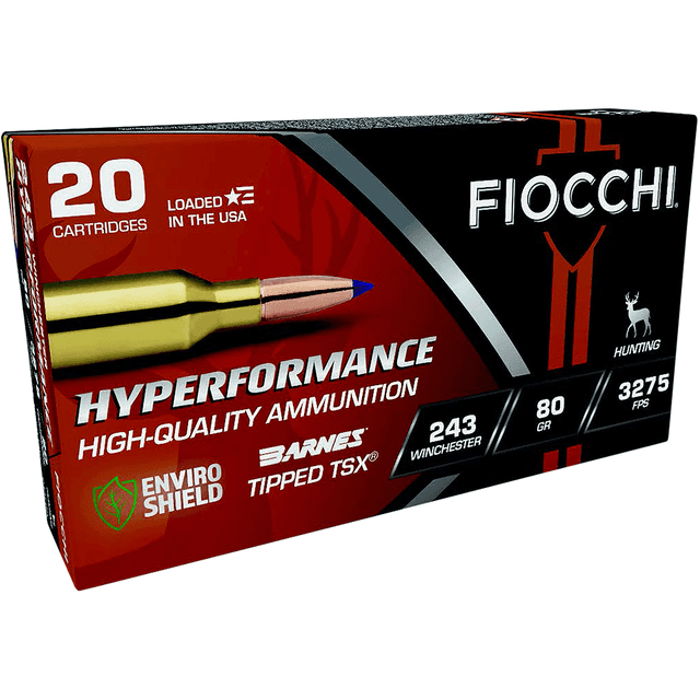 Fiocchi 243TTSX Hyperformance 243 Win 80gr Barnes Tipped TSX 20 Per Box Fiocchi 243TTSX Hyperformance 243 Win 80gr Barnes Tipped TSX 20 Per Box