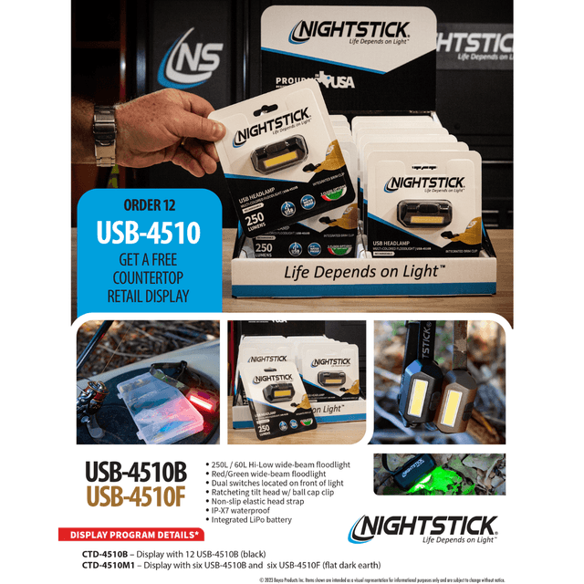 Night Stick Multi-Flood Headlamp, USB-4510B 12 units - CTD4510B Night Stick Multi-Flood Headlamp, USB-4510B 12 units - CTD4510B