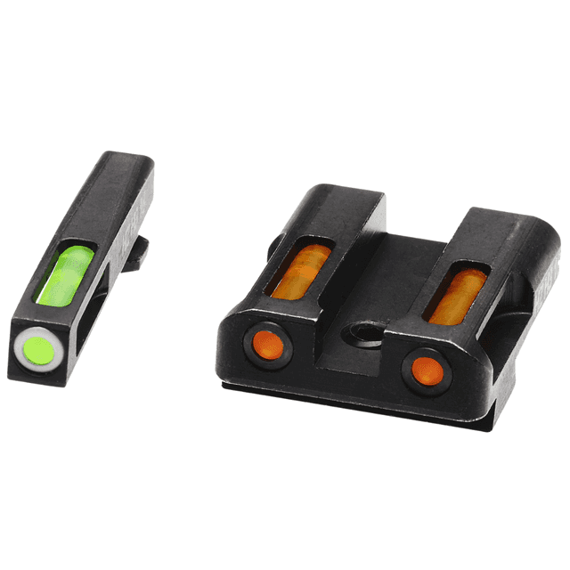HiViz LiteWave H3 Sight Set for Glock, Green Tritium White Outline Front Sight-Orange Fiber Optic Rear Sight - GLN429 HiViz LiteWave H3 Sight Set for Glock, Green Tritium White Outline Front Sight-Orange Fiber Optic Rear Sight - GLN429