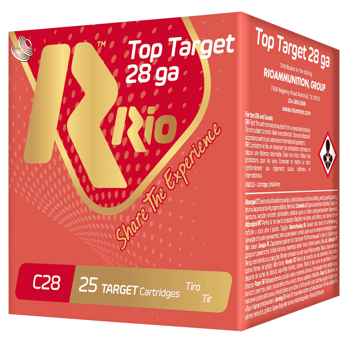 Rio Ammunition RC288 Top Target 28 Gauge 2.75", 3/4 oz 8 Shot, 25 Per Box Rio Ammunition RC288 Top Target 28 Gauge 2.75", 3/4 oz 8 Shot, 25 Per Box