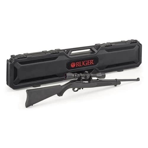 Ruger 10/22 .22LR Semi-Auto Rifle, 18.5" Barrel, Weaver Scope, Hard Case, Black Synthetic Stock, Ruger Ruger 10/22 .22LR Semi-Auto Rifle, 18.5" Barrel, Weaver Scope, Hard Case, Black Synthetic Stock, Ruger