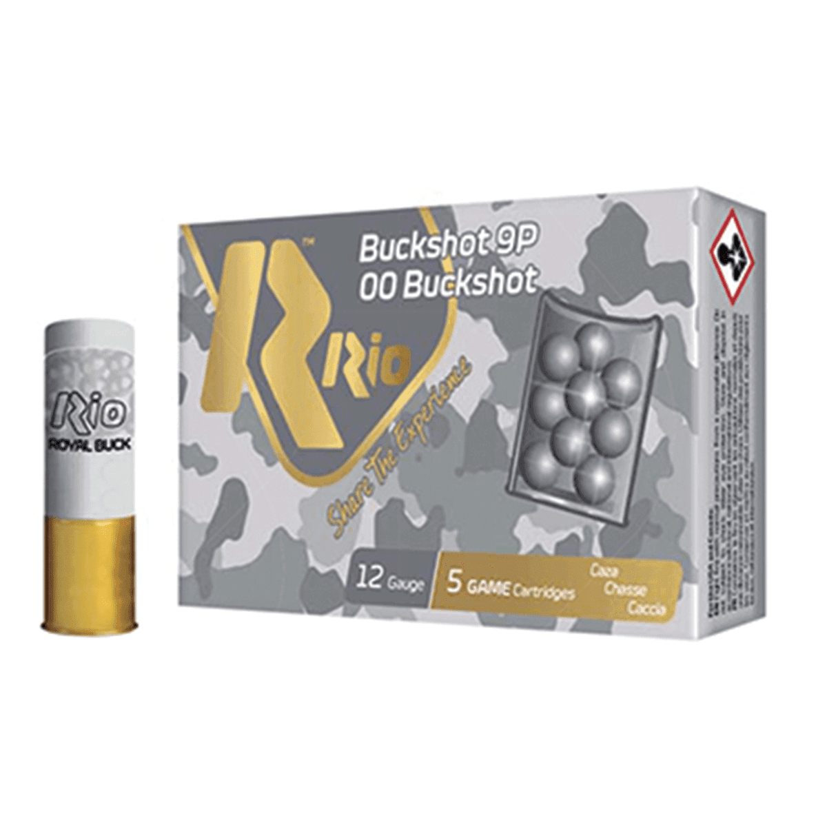 Rio Royal Buck 12 Gauge 2.75" 9 Pellet 1 Buck Shot 25 Rounds - RHD9PB Rio Royal Buck 12 Gauge 2.75" 9 Pellet 1 Buck Shot 25 Rounds - RHD9PB