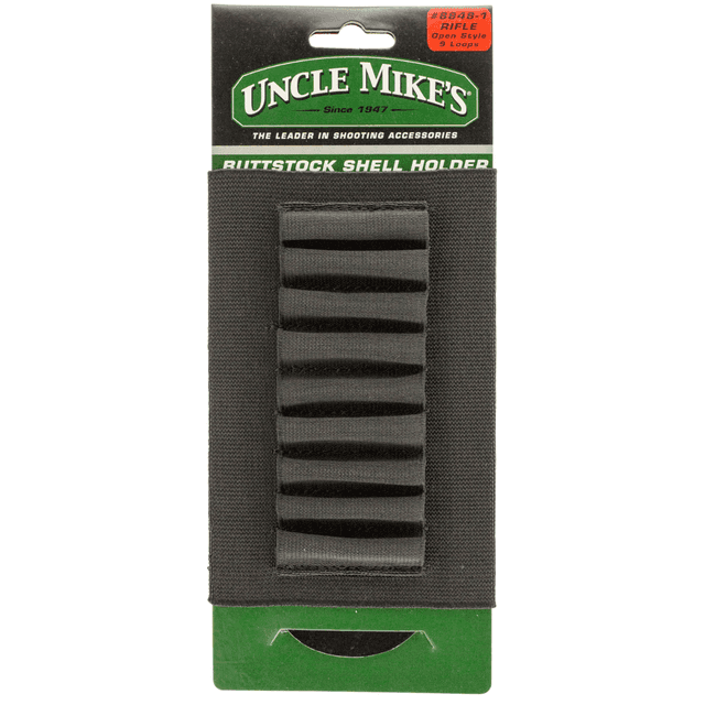 Uncle Mike's Buttstock Shell Holder - Black Nylon, 9-Round Capacity for Rifle - 88481 Uncle Mike's Buttstock Shell Holder - Black Nylon, 9-Round Capacity for Rifle - 88481