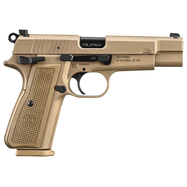 FN High Power Pistol, 4.70" Black Target Crown Steel Barrel, FDE Textured Polymer Grip Ambidextrous 10+1rd 9mm Luger- 66101117 FN High Power Pistol, 4.70" Black Target Crown Steel Barrel, FDE Textured Polymer Grip Ambidextrous 10+1rd 9mm Luger- 66101117