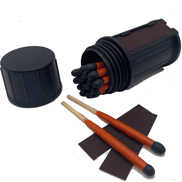 Black Beard Fire Starters Stormproof Matches, Black/Red 3" Long 20 Matches - MAT Black Beard Fire Starters Stormproof Matches, Black/Red 3" Long 20 Matches - MAT