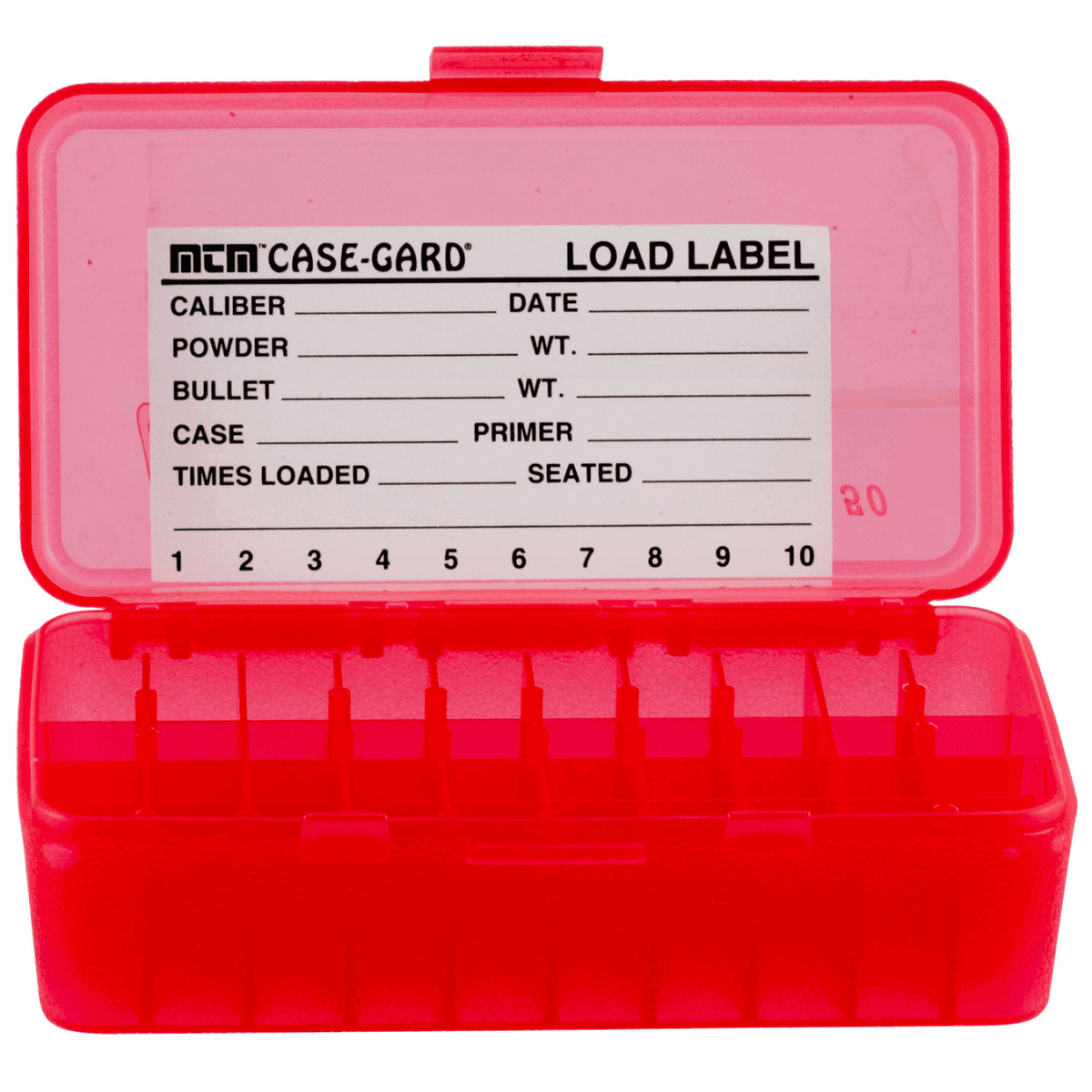 MTM Case-Gard Flip-Top Ammo Box, Clear Red Polypropylene Multi Caliber 50rd - P504429 MTM Case-Gard Flip-Top Ammo Box, Clear Red Polypropylene Multi Caliber 50rd - P504429